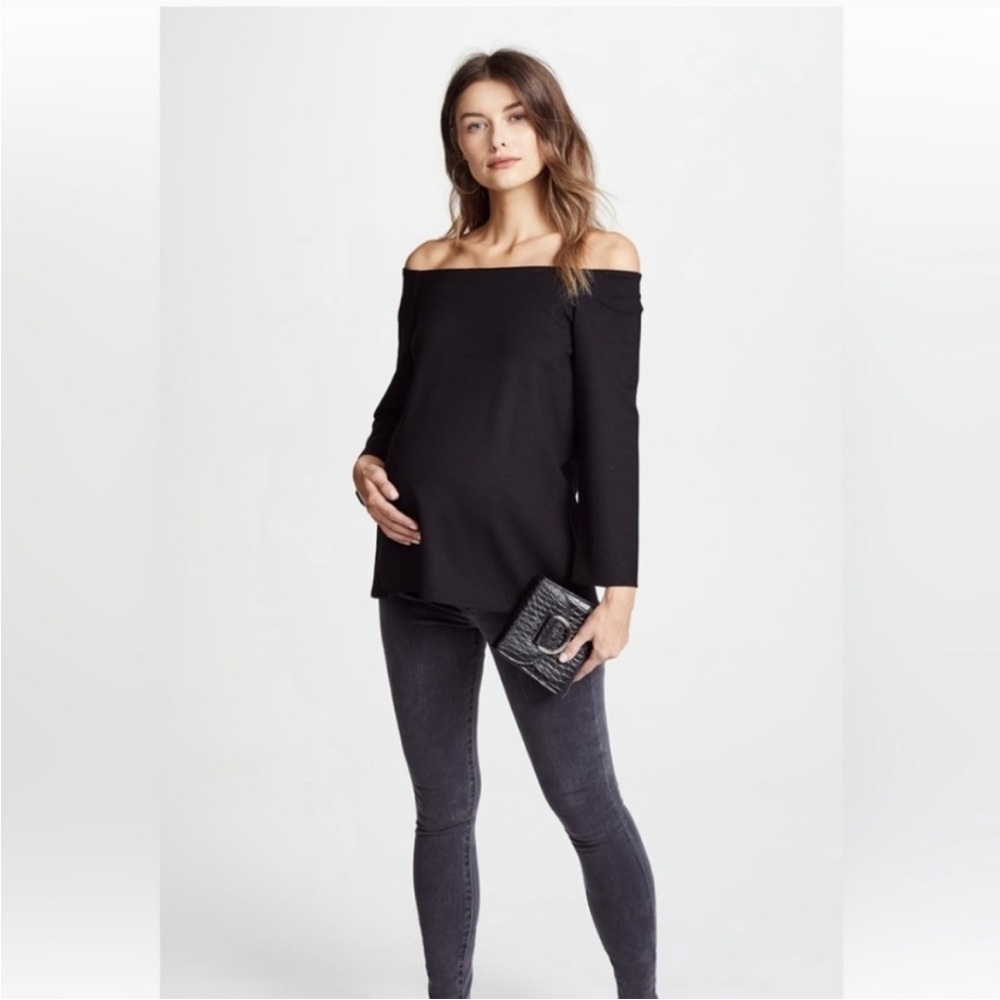 Hatch Black Date Night Off Shoulder Stretch Maternity Top
